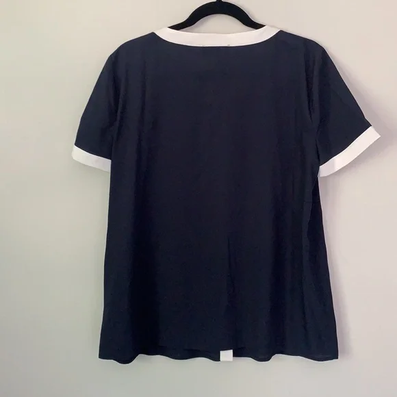 NWOT Karl lagerfeld navy white Button Top - Picture 5 of 5